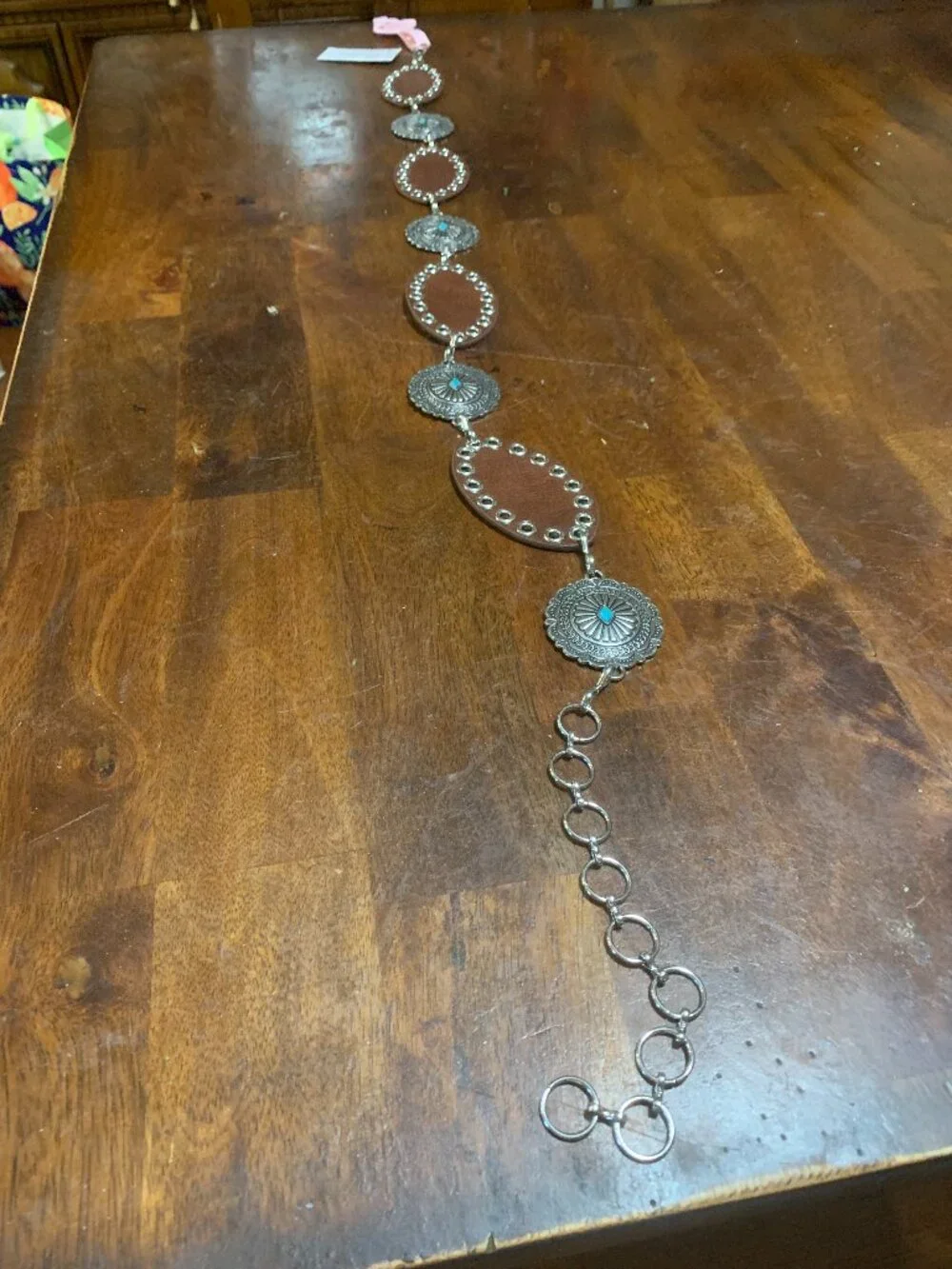 Silver Tone and Faux Turquoise Belt